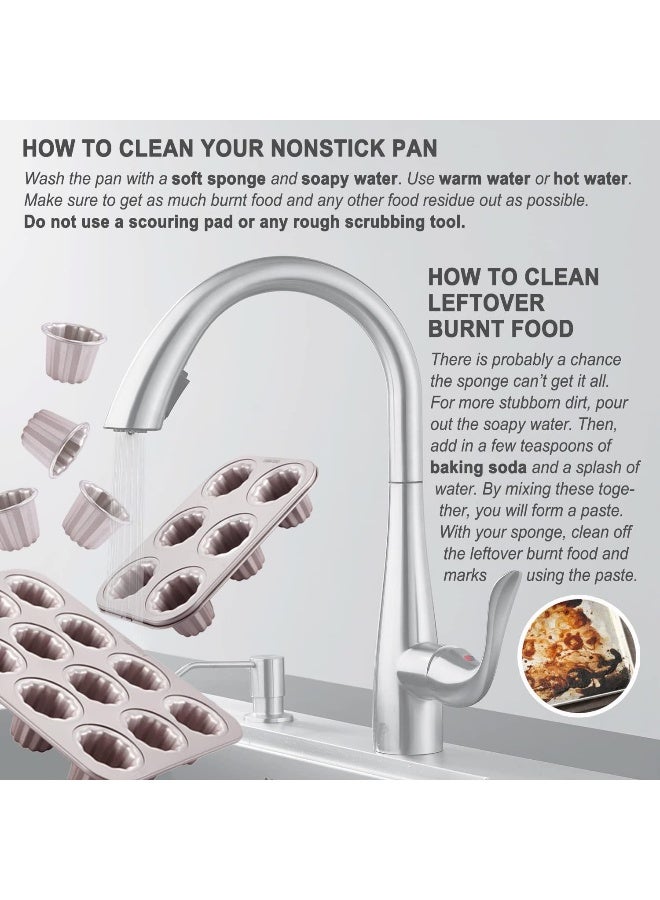 chefmade قالب كعكة كانيل من CHEFMADE، 2.6 بوصة 4 قطع، قالب مافن كانيل غير لاصق للخبز في الفرن (ذهبي شمبانيا) - Image 5