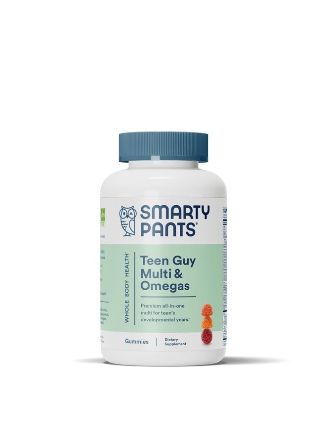 SmartyPants Teen Guy Formula, Daily Multivitamin Gummies: Vitamins C, B12, K, Zinc, & Biotin for Immune Support, Energy, Skin & Hair Support, Assorted Fruit Flavor, 120 Gummies (30 Day Supply) - Image 1