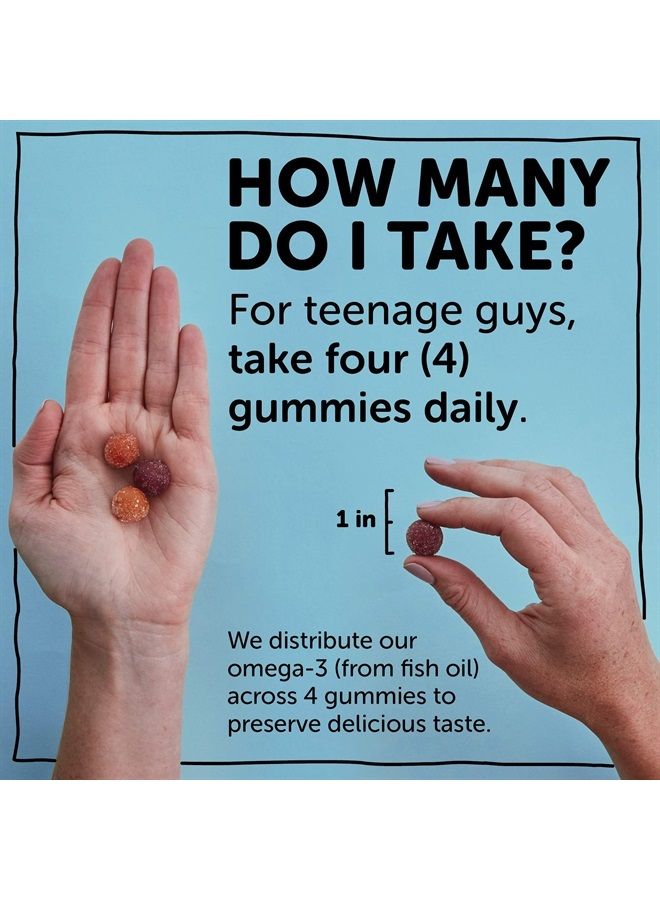 SmartyPants Teen Guy Formula, Daily Multivitamin Gummies: Vitamins C, B12, K, Zinc, & Biotin for Immune Support, Energy, Skin & Hair Support, Assorted Fruit Flavor, 120 Gummies (30 Day Supply) - Image 5