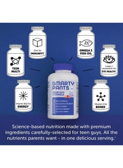 SmartyPants Teen Guy Formula, Daily Multivitamin Gummies: Vitamins C, B12, K, Zinc, & Biotin for Immune Support, Energy, Skin & Hair Support, Assorted Fruit Flavor, 120 Gummies (30 Day Supply)  - Image 4