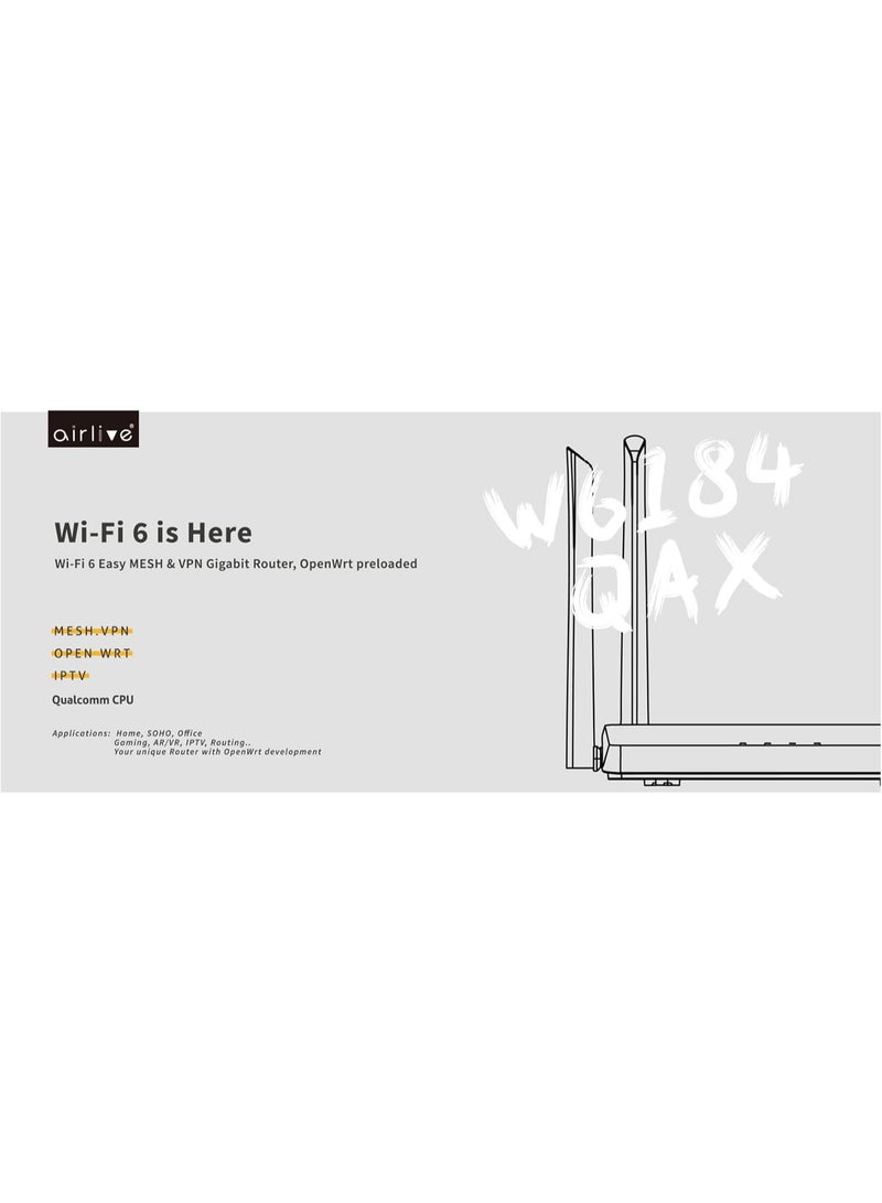 إيرليف AirLive W6 184QAX Wi-Fi 6 Wireless Router White - Image 4