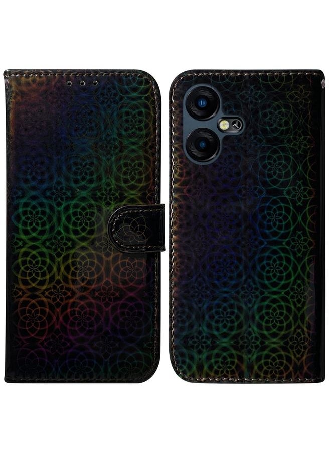 HuHa Case Cover For For Tecno Pova Neo 3 Colorful Magnetic Buckle Leather Phone Case(Black) 