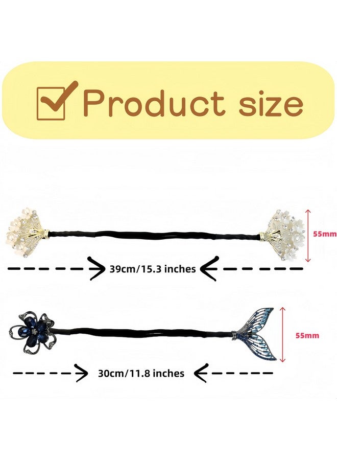 MAKABEE Rhinestone Flower Hair Clip,Lazy Hair Curler Deft Bun Maker,French 2pcs Twist Bun Hairstyle Shaper,Elegant Lazy Hair Curler Bun Clips Deft Twister - Image 4