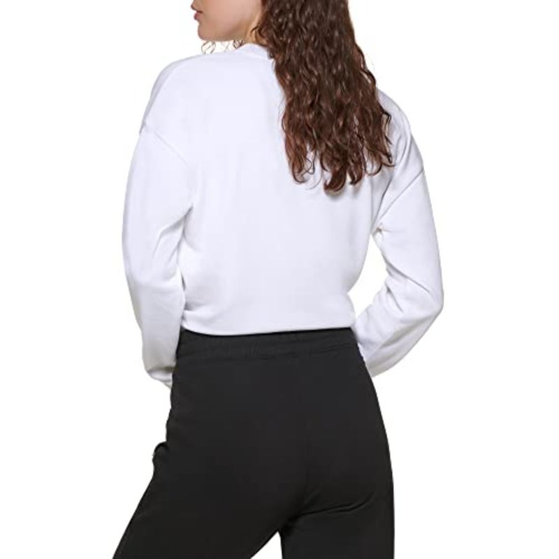 Casual mid-rise joggers for women, cotton blend fabric, black color, drawstring waist with logo detail - Image 4