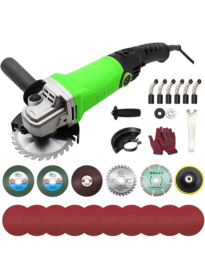 erorex 2000W Angle Grinder Angle Grinders Ø100Mm 11000 Rpm Grinders Power Tools For Metal Wood With Side Handle 2 Cutting Discs 10 Sandpaper 6 Carbon Brush Grinding Wheel Self Adhesive Disk - Image 1