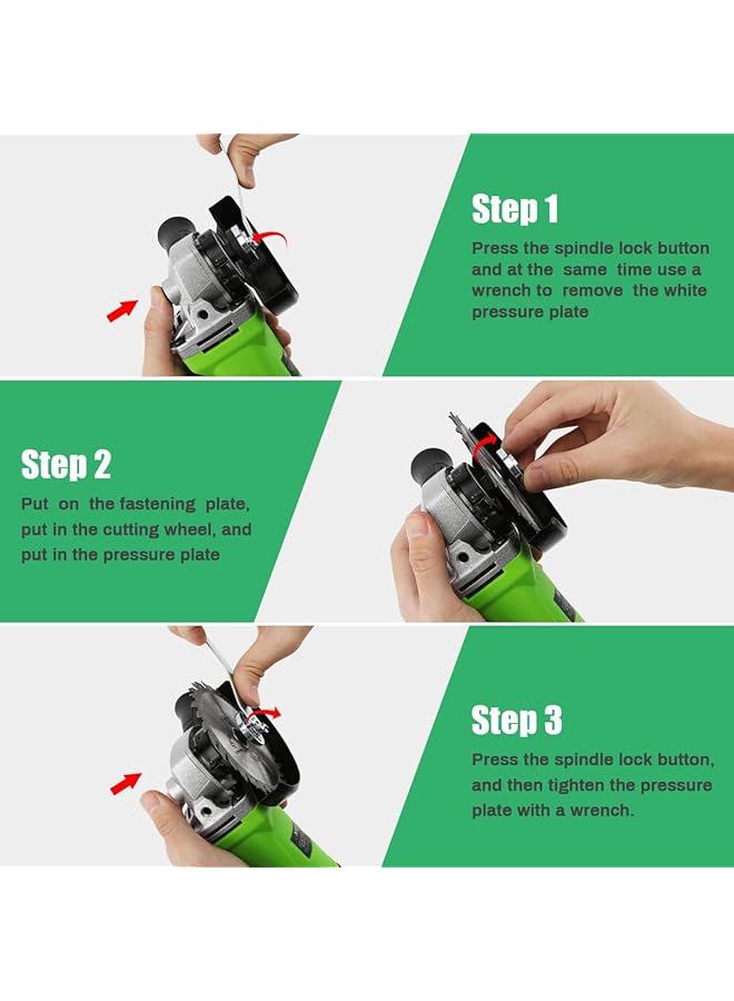 erorex 2000W Angle Grinder Angle Grinders Ø100Mm 11000 Rpm Grinders Power Tools For Metal Wood With Side Handle 2 Cutting Discs 10 Sandpaper 6 Carbon Brush Grinding Wheel Self Adhesive Disk - Image 5