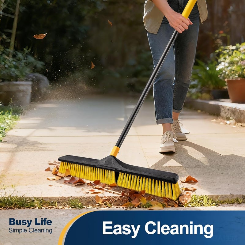 YOCADA 24 inch Push Broom Brush 65.3 inch Long Handle Stiff Bristles Heavy-Duty Outdoor Commercial Broom for Cleaning Bathroom Kitchen Patio Garage Deck Concrete Wood Stone Tile Floor - Image 4