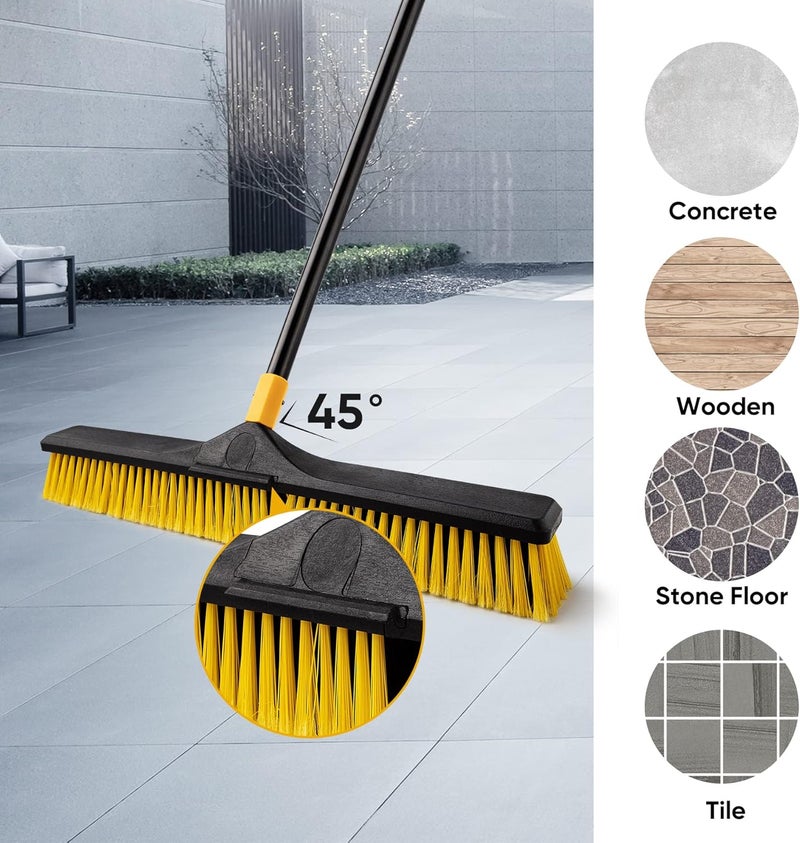 YOCADA 24 inch Push Broom Brush 65.3 inch Long Handle Stiff Bristles Heavy-Duty Outdoor Commercial Broom for Cleaning Bathroom Kitchen Patio Garage Deck Concrete Wood Stone Tile Floor - Image 5