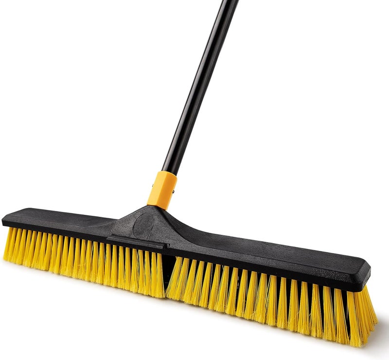 YOCADA 24 inch Push Broom Brush 65.3 inch Long Handle Stiff Bristles Heavy-Duty Outdoor Commercial Broom for Cleaning Bathroom Kitchen Patio Garage Deck Concrete Wood Stone Tile Floor - Image 1