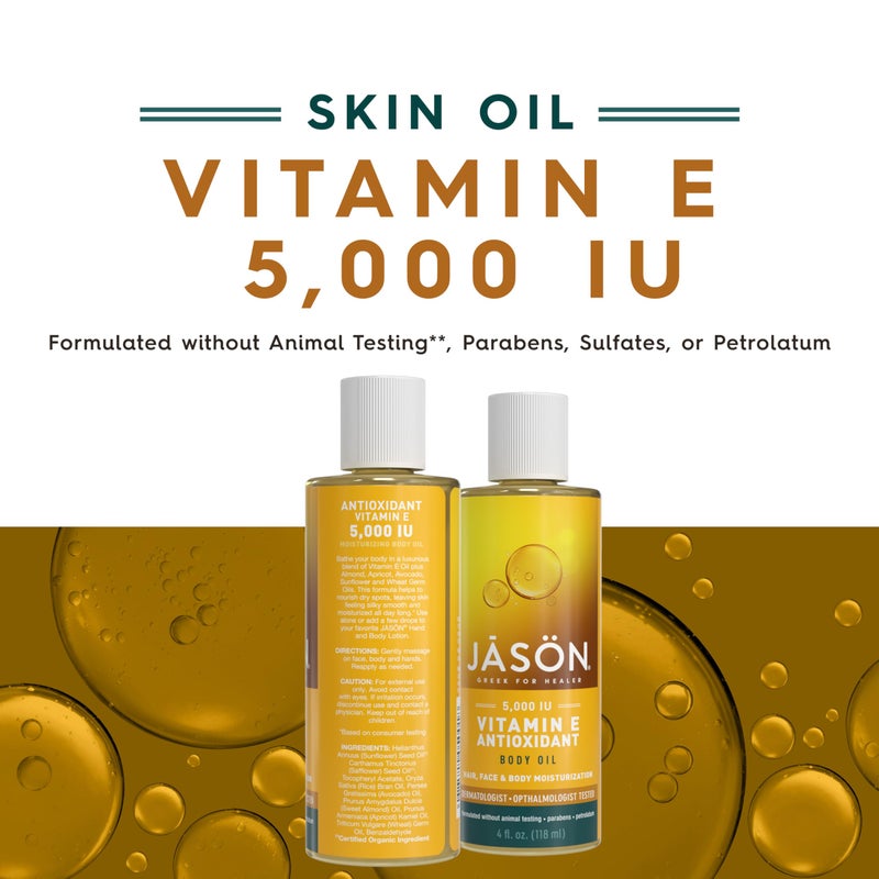 JASON Vitamin E 5,000 IU Moisturizing Body Oil, For Hair, Face, and Body, 4 Fluid Ounces - Image 2