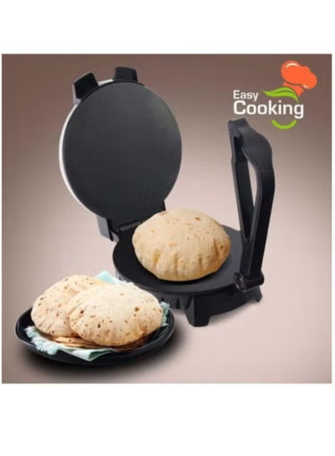 ELTRAZONE 8-Inch Electric Chapati Maker – 900W Non-Stick Roti and Flatbread Press Machine CK2430 with Adjustable Temperature Control, Dual Indicator Lights, Anti-Slip Base, Stainless Steel Top, Easy Cleaning Surface, Safe Locking Handle – Black/Silver – Compact Kitchen Appliance for Fast, Healthy Cooking – 220-240V for UAE Homes - Image 2