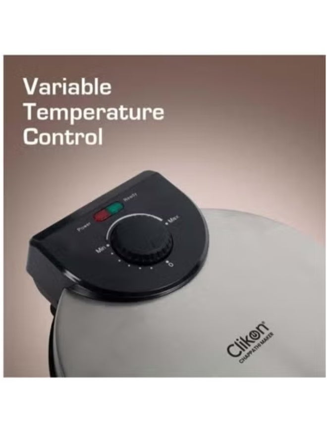 ELTRAZONE 8-Inch Electric Chapati Maker – 900W Non-Stick Roti and Flatbread Press Machine CK2430 with Adjustable Temperature Control, Dual Indicator Lights, Anti-Slip Base, Stainless Steel Top, Easy Cleaning Surface, Safe Locking Handle – Black/Silver – Compact Kitchen Appliance for Fast, Healthy Cooking – 220-240V for UAE Homes - Image 3