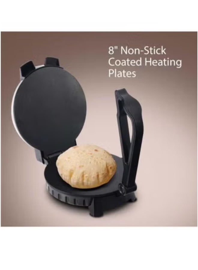 ELTRAZONE 8-Inch Electric Chapati Maker – 900W Non-Stick Roti and Flatbread Press Machine CK2430 with Adjustable Temperature Control, Dual Indicator Lights, Anti-Slip Base, Stainless Steel Top, Easy Cleaning Surface, Safe Locking Handle – Black/Silver – Compact Kitchen Appliance for Fast, Healthy Cooking – 220-240V for UAE Homes - Image 5