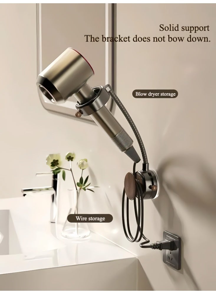 Hair Dryer Holder Wall Mount, Suction Cup Hair Dryer Holder, Hands Free, 360° Rotating Adjustable Arm, Bathroom Organizer - Image 2