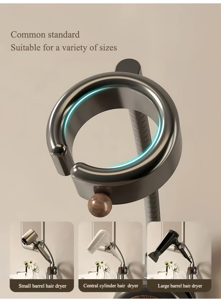 Hair Dryer Holder Wall Mount, Suction Cup Hair Dryer Holder, Hands Free, 360° Rotating Adjustable Arm, Bathroom Organizer - Image 3