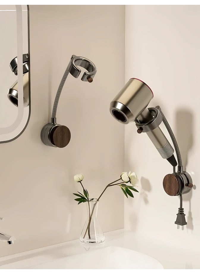 Hair Dryer Holder Wall Mount, Suction Cup Hair Dryer Holder, Hands Free, 360° Rotating Adjustable Arm, Bathroom Organizer - Image 5