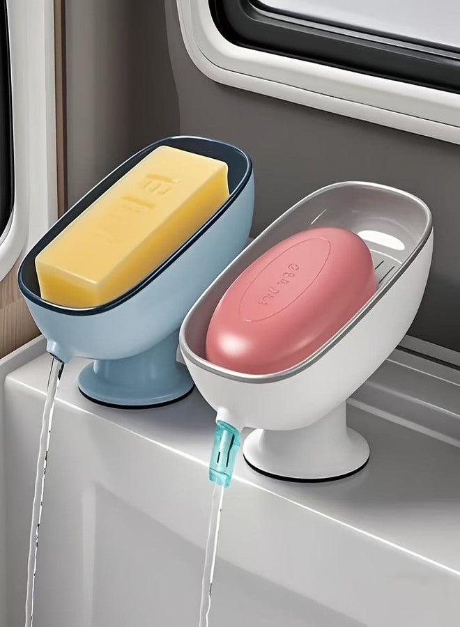KASQUE® Water Draining Soap Holder - Sloped Design with Drainage Prevents Messy Residue Ideal for Sink, Shower & Countertop Use, Plastic - Multicolor - Pack of 1 - Image 1