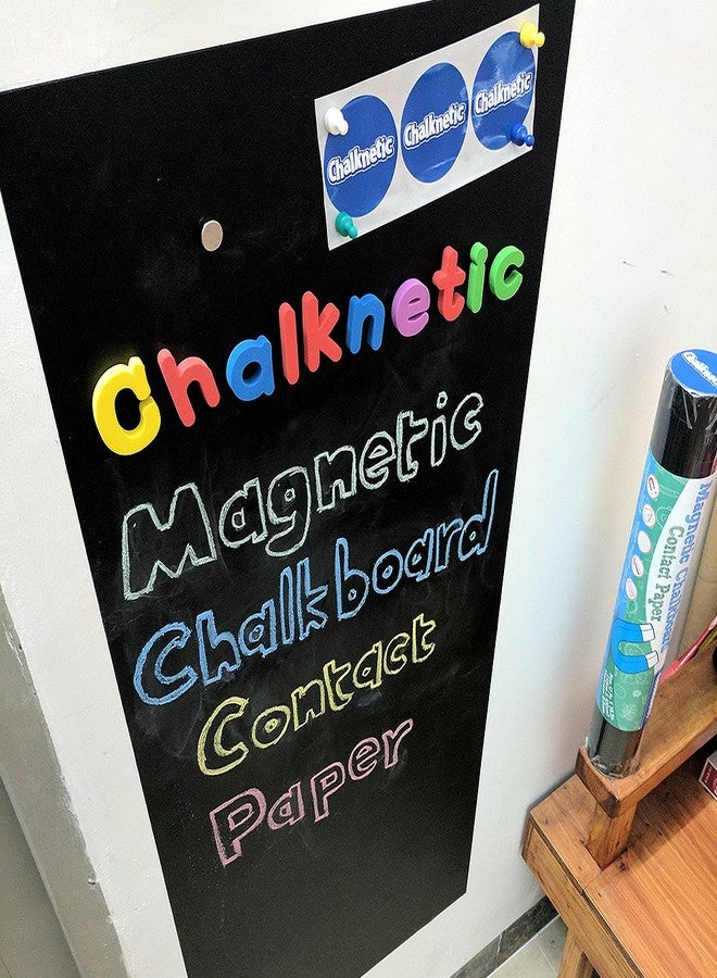 Chalknetic Magnetic Chalkboard Contact Paper, Self Adhesive Magnet Wall Board, Peel and Stick Magnetic Wallpaper for Kids Toddlers Preschool Playroom Bedroom Wall, 39" x 18" - Image 1