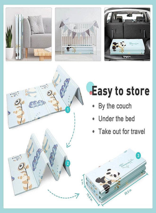 PULSBERY بساط لعب قابل للطي للأطفال من بولسبري تويز، مقاوم للماء، قابل للطي، مناسب لتسلق الأطفال ولعبهم، خالٍ من مادة BPA، مصنوع من الفوم، قابل للطي، مانع للانزلاق، ذو وجهين، مطبوع عليه رسومات، بساط أرضي سميك قابل للطي للأطفال (150 سم × 200 سم). - Image 5