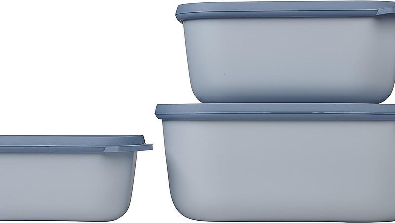 Mepal – Multi Bowl Cirqula 3-Piece Set – Food Storage Container with Lid - Suitable as Airtight Storage Box for Fridge & Freezer, Microwave Container & Servable Dish - 750, 1500, 3000ml - Nordic Black - Image 1