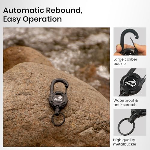 Pristis 3 Pack Heavy Duty Zinger Retractors, Saltwater Resistant 28" Stainless Steel Wire Rope Tether Carabiner Clip, Retractable Badge Reel Holder Belt Keychain Lanyard, Fly Fishing Gear Keeper - Image 4