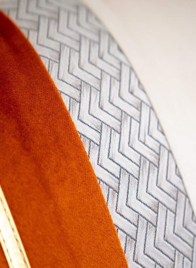 Yangest Burnt Orange Patchwork Velvet Throw Pillow Cover with Gold Striped Leather Cushion Case Modern Luxury Pillowcase for Sofa Couch Bedroom Living Room Home Decor,18"x18" - Image 3