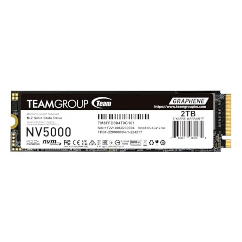 SSD للكمبيوتر المحمول وسطح المكتب مع ذاكرة تخزين مؤقت SLC، عامل الشكل M.2 2280، لون أسود، سرعة قراءة/كتابة تصل إلى 5000/3000 ميجابايت/ثانية - Image 1