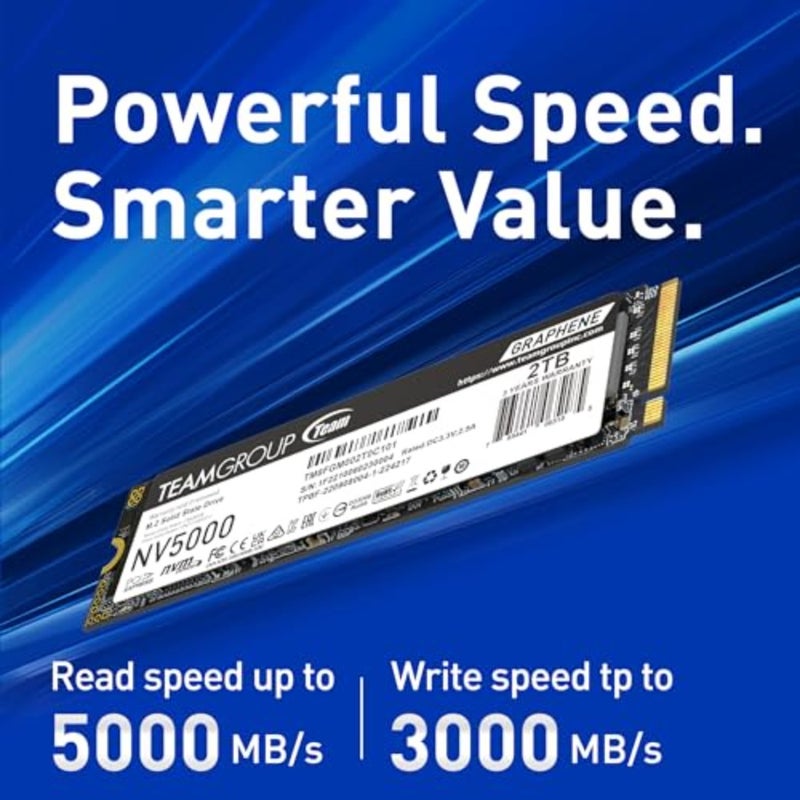 SSD للكمبيوتر المحمول وسطح المكتب مع ذاكرة تخزين مؤقت SLC، عامل الشكل M.2 2280، لون أسود، سرعة قراءة/كتابة تصل إلى 5000/3000 ميجابايت/ثانية - Image 3
