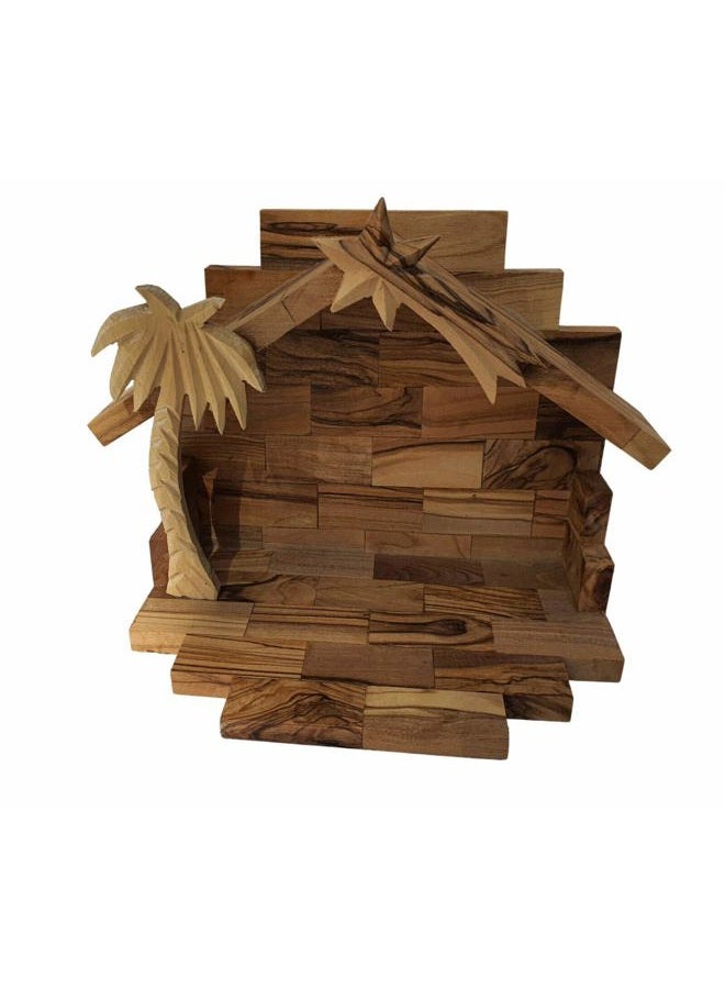 Handcarved Olive Wood Miniature Nativity Scene Set with Stable 12 Pieces (4.5" Stable NO Figurines)
