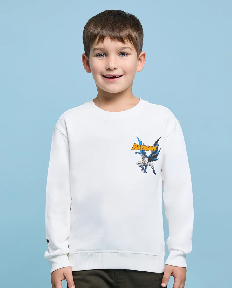 أر أند بي Batman Print Sweatshirt with Crew Neck and Long Sleeves