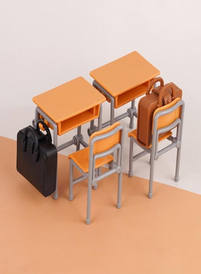 VOSAREA Miniature School Furniture Set Dollhouse Desk and Chair Play Set Modern Dollhouse School Model Mini Schoolbags for Collectors Decor - Image 3