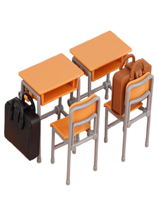 VOSAREA Miniature School Furniture Set Dollhouse Desk and Chair Play Set Modern Dollhouse School Model Mini Schoolbags for Collectors Decor - Image 1