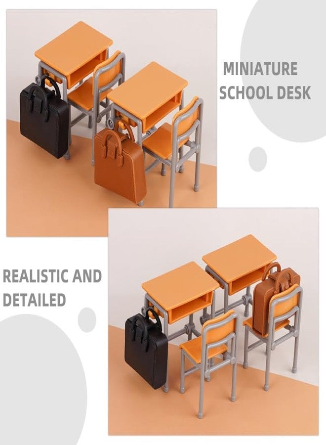 VOSAREA Miniature School Furniture Set Dollhouse Desk and Chair Play Set Modern Dollhouse School Model Mini Schoolbags for Collectors Decor - Image 4