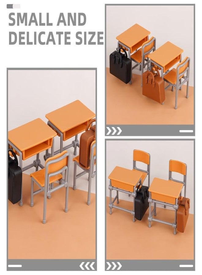 VOSAREA Miniature School Furniture Set Dollhouse Desk and Chair Play Set Modern Dollhouse School Model Mini Schoolbags for Collectors Decor - Image 5