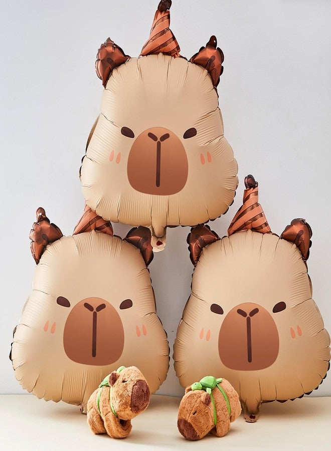 PullCrease زينة حفلات عيد ميلاد الكابيبارا من PullCrease مقاس 24 بوصة، لافتة الكابيبارا، بالون قابل للنفخ من رقائق الألومنيوم لحفلات الزفاف وحفلات استقبال المولود الجديد (12 قطعة، قبعة عيد ميلاد) - Image 3