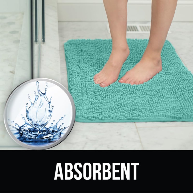 KANGAROO Bathroom Rugs  Chenille Soft Absorbent Bath Rug  Shaggy Shower Mat  Quick Dry Machine Wash Bathmat  Plush Carpet Mats for Tub  Bathtub and Bath Room Home Decor Accessories  30x20  Turquoise - Image 5