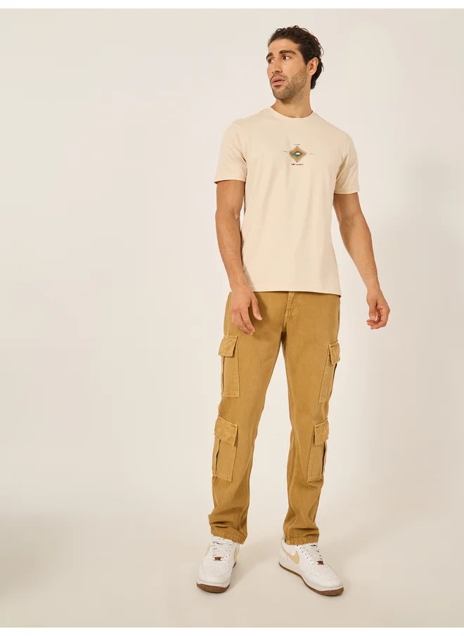 فورت كولينز Fort Collins Men Graphic Print Crew Neck T-Shirt