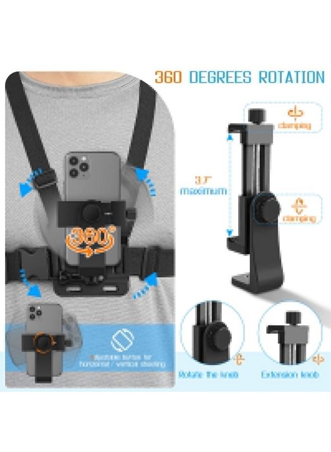 Beauenty Phone Chest Strap Mount for POV/VLOG Videos, Chest Harness Holder Compatible with iPhone 13 12 11Pro Max Plus,Samsung,GoPro Hero 9, 8, 7, 6,AKASO,Action Camera and Cell Phone Video Shoot Accessories - Image 2