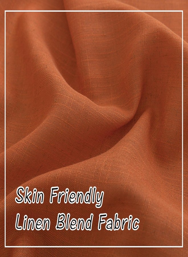 DONREN Burnt Orange Linen Back Tab Curtains 84 Inches Long 2 Panels Set for Bedroom,Pumpkin Hallowmas Day Home Decoration Hooks Belt Pleated Semi Privacy Drapes Light Filtering Window Curtains,Rust,W52 x L84 - Image 5