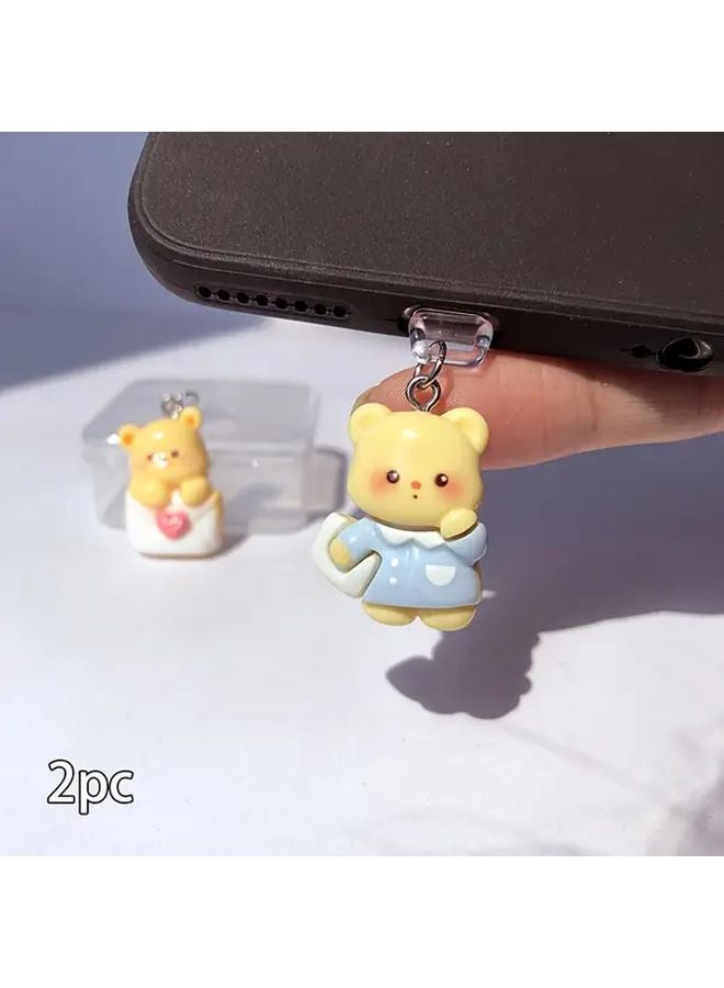 غطاء غبار لهاتف الدب اللطيف لمنفذ Type C مصنوع من ABS مع سحابة إغلاق على شكل جراحة ورباط جراحي - Image 4