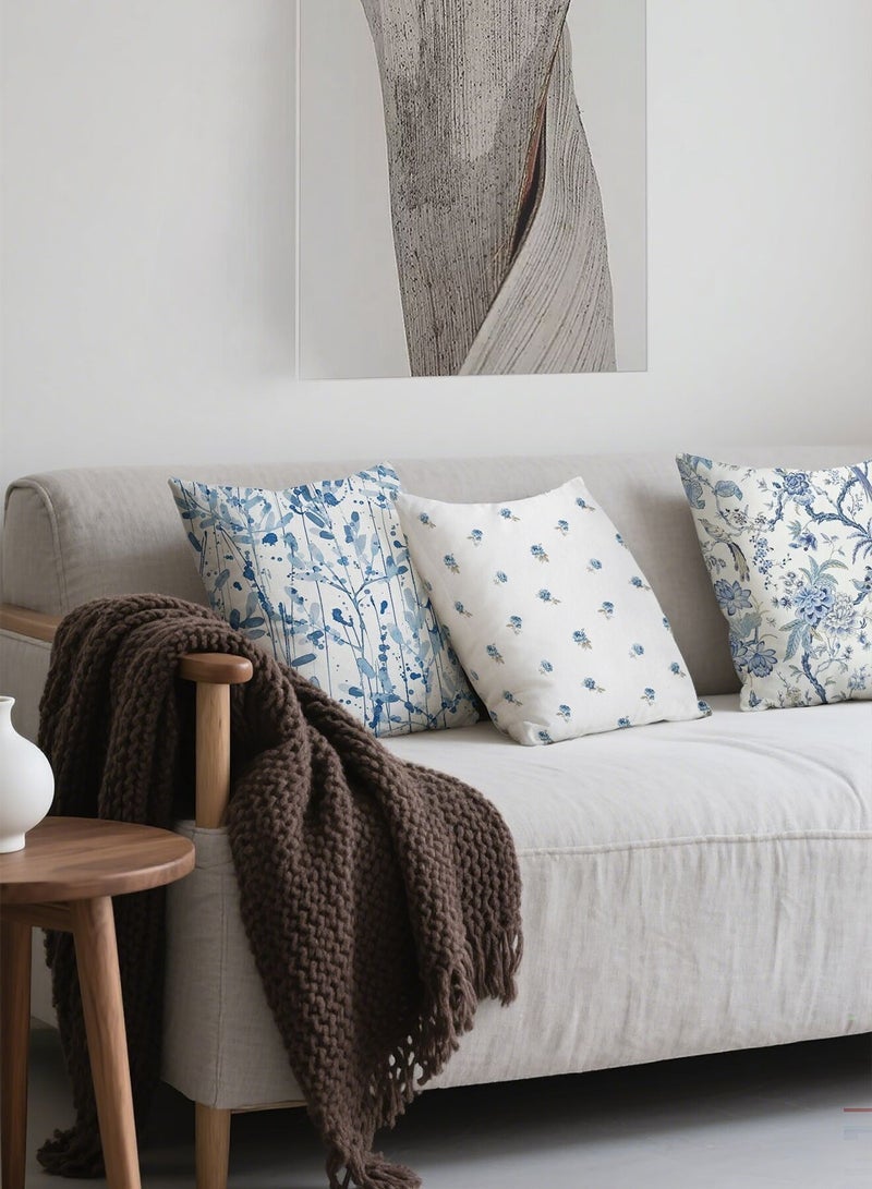 وسادة القضية 4 قطعة ، وسادة القضية ، وسادة القضية قصيرة من الصوف ، والزهور الزرقاء ديكور وسادة القضية 45cm س 45cm ، غرفة المعيشة أريكة السرير وسادة القضية 18x18 بوصة ( مزدوجة الجانب نمط ) - Image 4