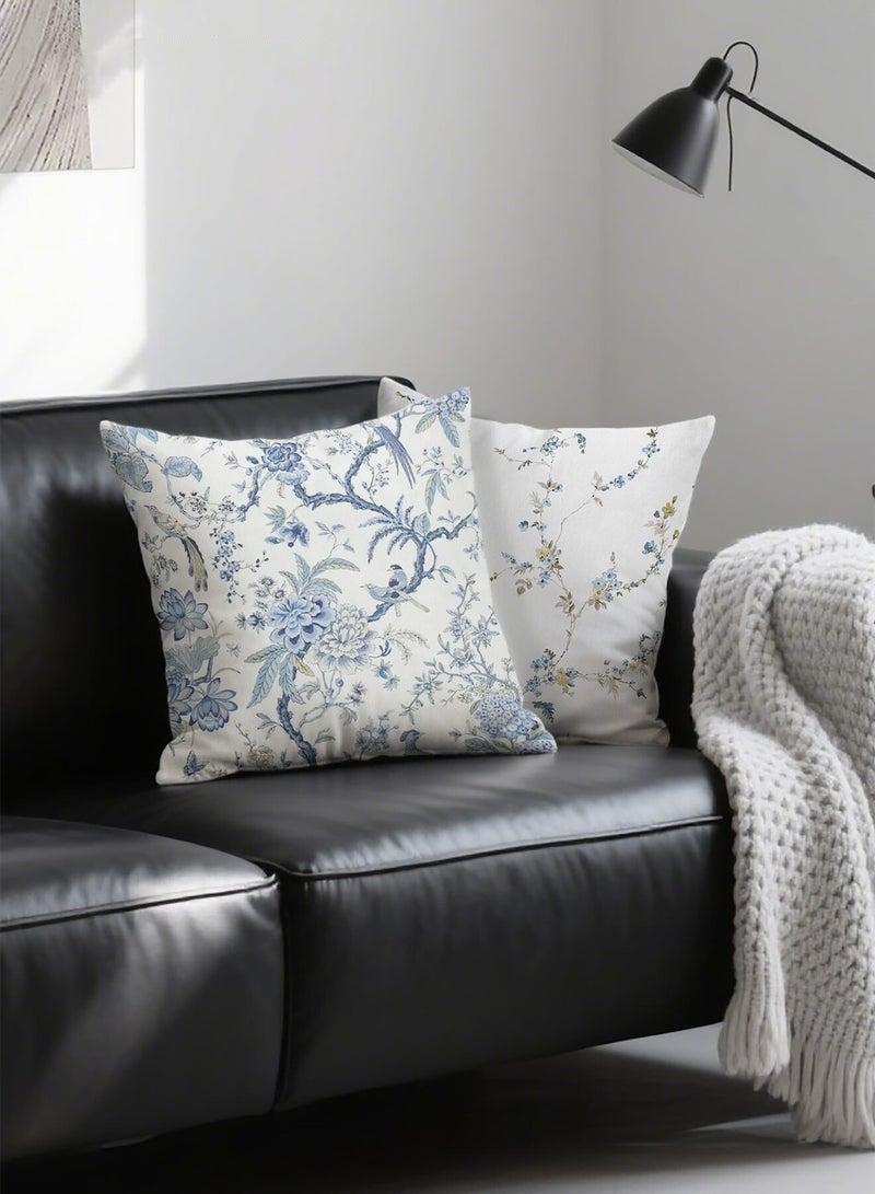 وسادة القضية 4 قطعة ، وسادة القضية ، وسادة القضية قصيرة من الصوف ، والزهور الزرقاء ديكور وسادة القضية 45cm س 45cm ، غرفة المعيشة أريكة السرير وسادة القضية 18x18 بوصة ( مزدوجة الجانب نمط ) - Image 2