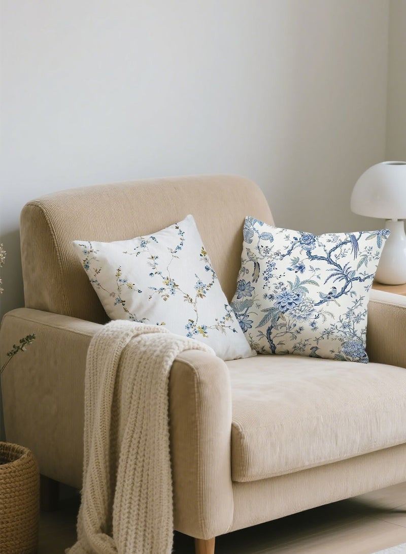 وسادة القضية 4 قطعة ، وسادة القضية ، وسادة القضية قصيرة من الصوف ، والزهور الزرقاء ديكور وسادة القضية 45cm س 45cm ، غرفة المعيشة أريكة السرير وسادة القضية 18x18 بوصة ( مزدوجة الجانب نمط ) - Image 3