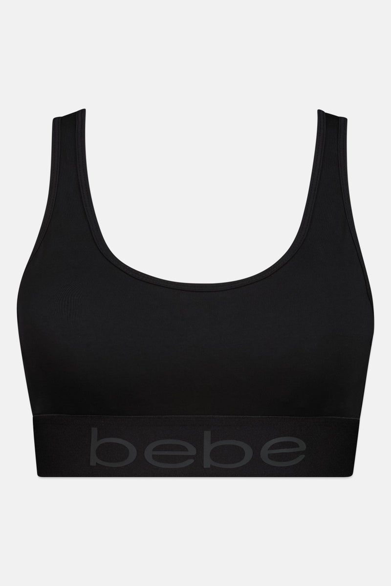 bebe Women Brand Logo Padded Bralette, Black - Image 3