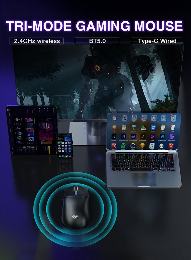 AULA SC580 Wireless Gaming Mouse, Tri-Mode 2.4G/BT/USB-C Gaming Mouse for Laptop/PC/Mac/Tablet - Image 3
