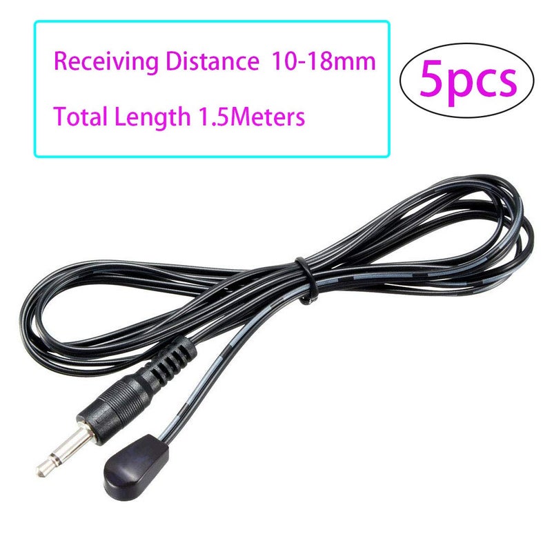 Mlxkell IR Infrared Emitter Extension Cable 1.5m Long 45 Degree Emission Angle 3.5mm Jack Single Red Head 5pcs - Image 2