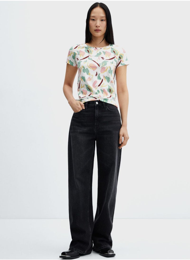 MANGO - Crew Neck Printed T-Shirt - Image 1