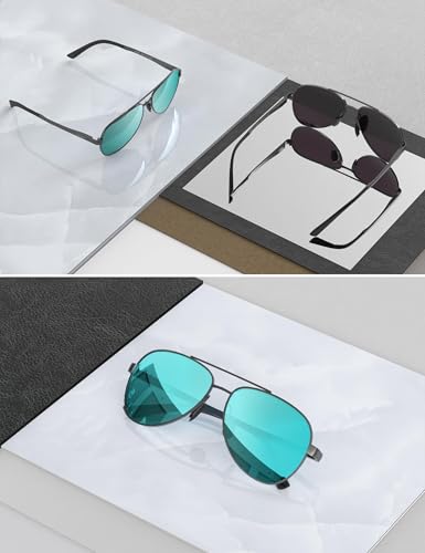 LUENX Aviator Sunglasses for Men Women Polarized - UV400 Protection, Classic Metal Frame, Anti-Glare Light Blue Mirrored Lens, Lightweight Stylish Eyewear for Driving & Outdoor Activities 59mm - Image 3