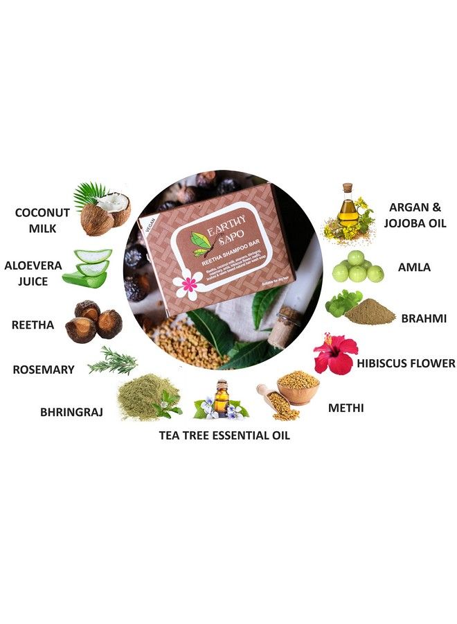 Earthy Sapo Handmade Reetha Shampoo Bar For Dry Hair (Reetha & Coconut Milk) 100G Pack Of 1 - Image 4