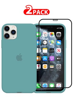 CATANES 2 Packs For iPhone 11 Pro Max Case and Screen Protector Slim Silicone Case Soft Anti-Scratch Full Body Shockproof Protective Case Cover Aquamarine  - Image 1